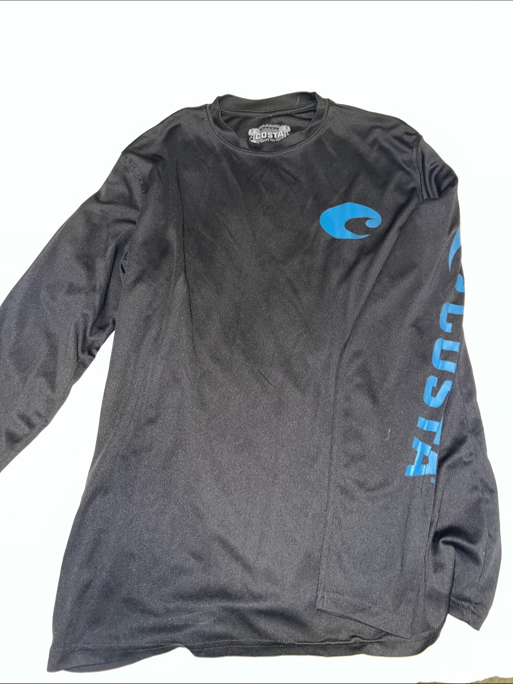 Costa Black Long Sleeve Tee with Blue Logo and Sleeve Text